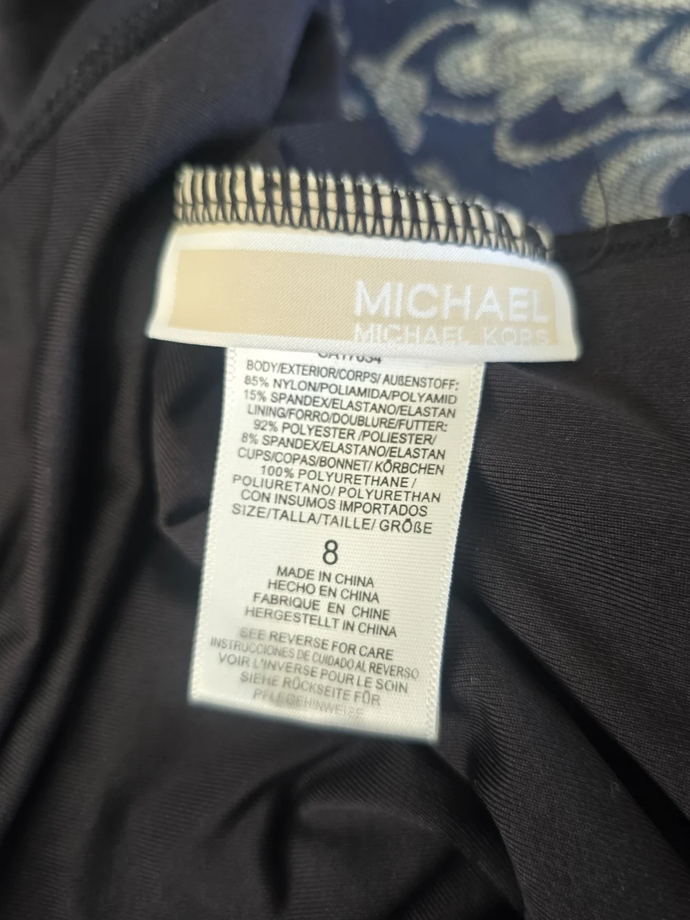 Michael Kors Black Ruched Bandeau Halter One Piece Swimsuit Size 8